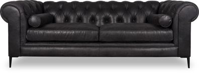 Designer Chesterfield Couch Leder Couchen Polster Ledersofa Sofa Schwarze Sofas