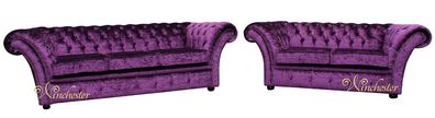 Chesterfield Stoffsofa Sofagarnitur Sofa Couch Design Polster Couchen 3 + 2 Sitzer