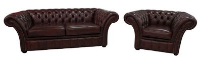 Sofagarnitur Chesterfield Polster Sofa Couch 3 + 1 Garnitur Leder Textil Stoff Set