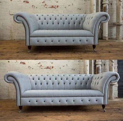 Designer New Polstersofas Luxusstoffe Chesterfield Sofa 3 Sitzer + Sofa 2 Sitzer