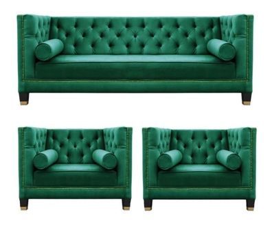Grüne Chesterfield Couch Samt Sofa Sofagarnitur couchen Sofas Polster 311 Sitzer