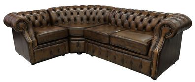 Ecksofa Chesterfield Polster Couchen Sitz Polster Garnituren Antik Braun Ecke