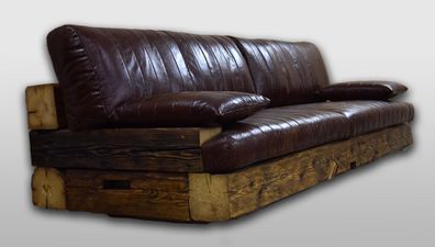 Design Antik Stil Holz Ledersofa Couch Leder Couchen Polster Sofas Designer Sofa