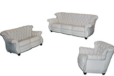 Ledersofa Sofagarnitur 3 + 2 + 1 Couch Sofa Polster Englische Stil Möbel klassisch