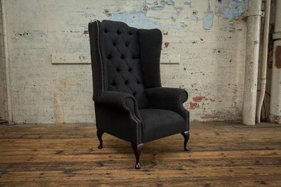 Chesterfield Textil Ohrensessel 1 Sitzer Polster Sofas Design Luxus Stoffsofas
