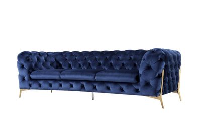 Sofa Chesterfield Couch Polster XXL Garnitur Textil 3 + 3 designer Couchen Blau