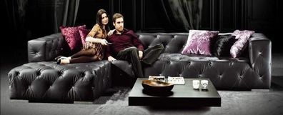 Design Ecksofa Chesterfield Eckcouch Sofa Couch Wohnlandschaft Kristallsteine