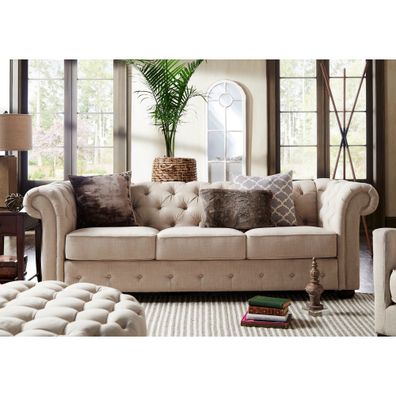 Landhaus Stil Möbel - Chesterfield Sofa Sitz Garnitur 3 + 2 Set Stoff jvmoebel ®