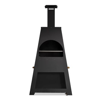 Schwarz Holz Grillkamin im eleganten Design für den Garten