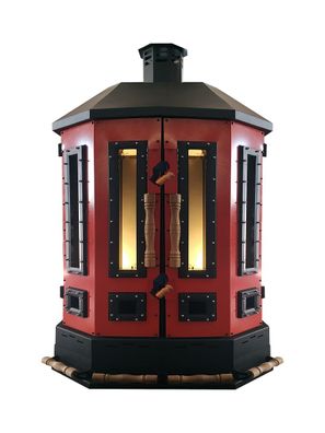 Roter Gartenofen aus Edelstahl für Terrasse und Garten