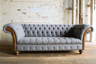Design Chesterfield Sofagarnitur 3Sitzer Textil Couch Polster Sofas Sofa Couchen