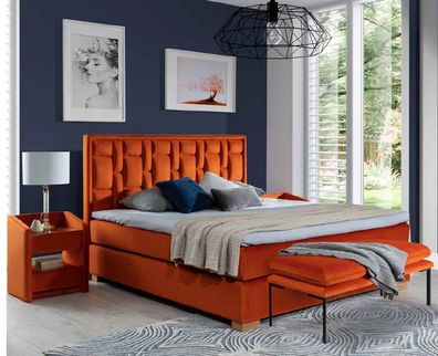 Polsterbett Betten Bett Polster Leder Textil Designer Boxspring Betten Hotel Neu