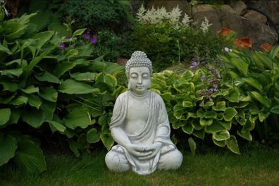 Buddha Skulptur in Steinoptik. Große Skulptur für Garten und Wohnbereich 50cm