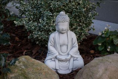 Buddha Skulptur in Steinoptik. Große Skulptur für Garten und Wohnbereich 34cm