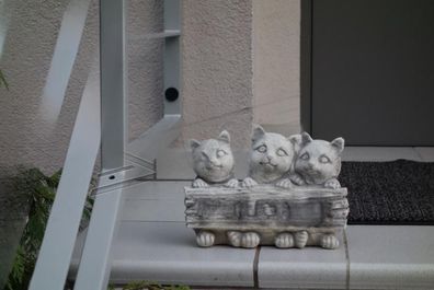 Schild Welcome Katzen Katze Willkommens Schilder Garten Figur Statue Figuren