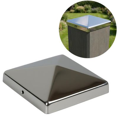 Edelstahl Pfostenkappe Pfostenabdeckung Abdeckkappe mit Spitze Pyramide