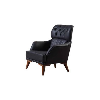 Schwarzer Chesterfield Sessel Luxuriöser Einsitzer Wohnzimmer 1-Sitzer