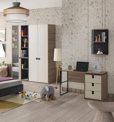 Möbelset Platzsparend Kleiderschrank Schreibtisch Modernes Design Wohnen Stil