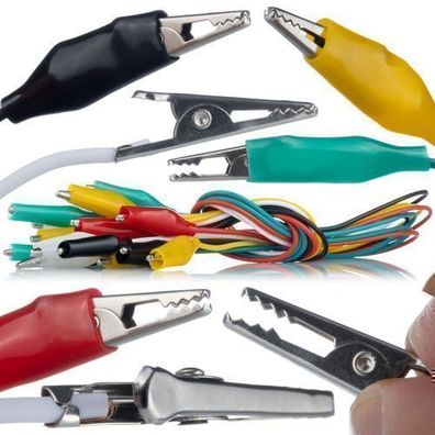 Rosfix Messleitungen Set 10 Stück – 50 cm mit Krokodilklemmen 27 mm