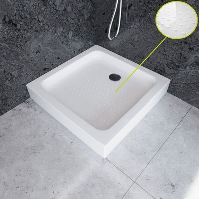 ECOLAM Duschwanne Duschtasse TIM 90x90 Antirutsch Brausewanne Dusche Quadrat Siphon