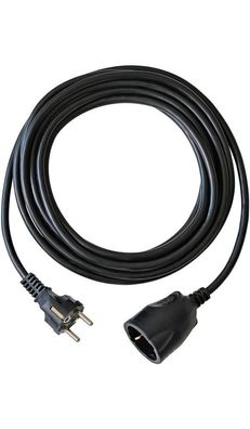 Verlängerung BAT H05VV-F 3G1,5 Kabel-L.5m Ku. schwarz m. Schuko-Stecker f. innen