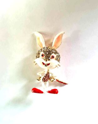 Kaninchen Brosche, Tier Schmuck, asen Brosche, Hasen mit Möhre Schmuck (B020362)