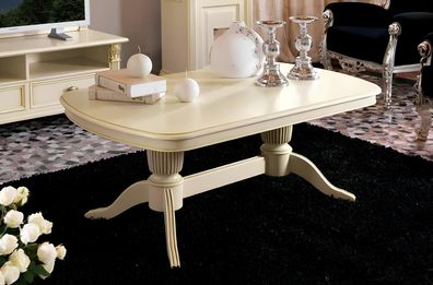 Baroque Style Coffee Table Wooden Classic White Living Room Furniture New