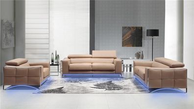 Sofa Set Leather Without Armchair Couch Seat Upholstery Living Room Beige Colour