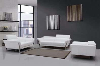 Leather Sofa Set Couch Seat Upholstery White Colour New Light Living Room New