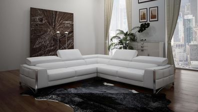 Corner Sofa L-Shape Couch Living Area Set Design Modern White Colour Leather New