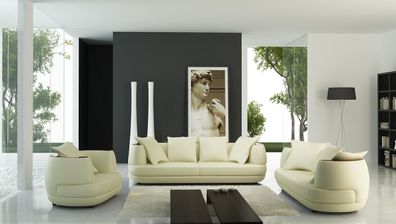 Sofa Set Luxury Design Classic Leather Upholstery Seat Couches New Beige Colour