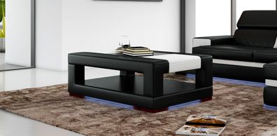 Coffee Table New Living Room Glass Designer Side Upholstered Leather Black New