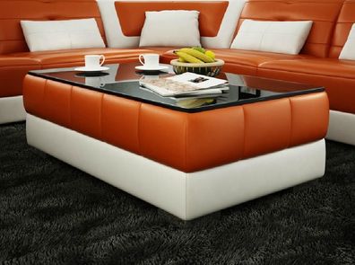 Coffee Table Glass Leather Material Couch Sofa Side Modern Living Room Furniture