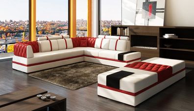 Corner Sofa L-Shape White Colour New Designer Living Area Upholstered Set Couch