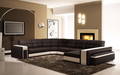 Corners Sofa U-Shape Big Upholstered Couch Leather Set Living Area Design New