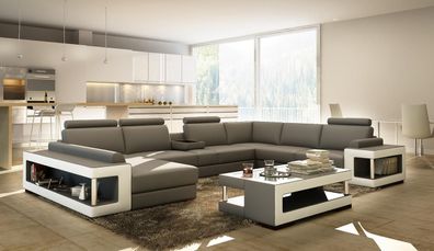 Corner Sofa Leather Material Design Big Couch Upholstery Seat Set U-Shape New