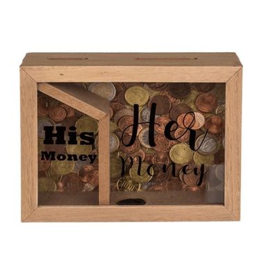Spardose aus Holz "His money & Her money" verschiedene Farben - Farbe: