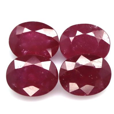 4 Stück ovale rote Mozambique Rubine ca. 14,35 Carat - 8 x 10 mm (020326)