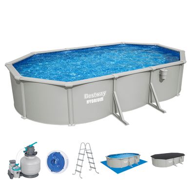 Hydrium™ Stahlwandpool Komplett Set mit Sandfilteranlage 610 x 366 x 122 cm, grani
