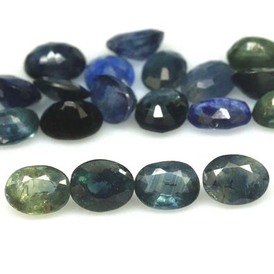 21 Stück blau/grüne Saphire ovale Form ca. 9,87 Carat, Herkunft Thailand(TS230226)