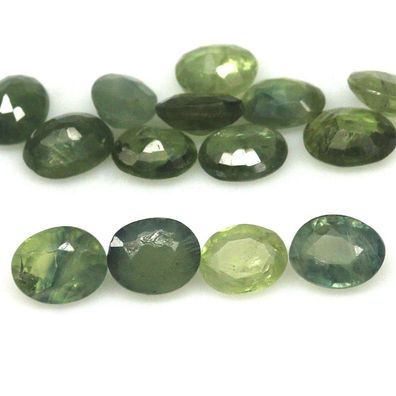 14 Stück grüne Saphire ovale Form ca. 5,62 Carat, Herkunft Thailand(TS230226)