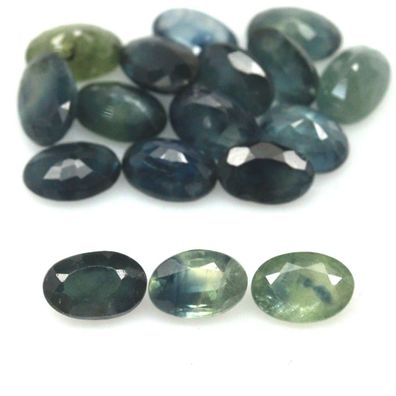 17 Stück grüne Saphire ovale Form ca. 9,96 Carat, Herkunft Thailand (TS230226)