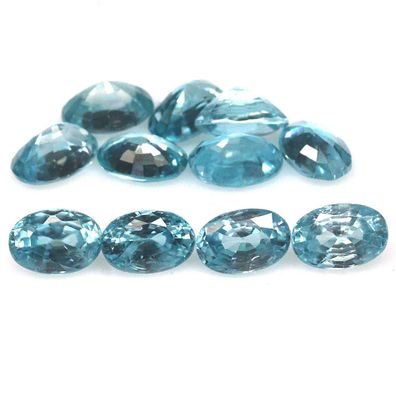 11 Stück ovale natürliche Sea Blue Kambodscha Zirkone 4 x 6 mm/8,28 Carat (KZ020326)