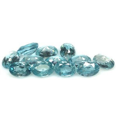 12 Stück ovale natürliche Sea Blue Kambodscha Zirkone 4 x 6 mm/8,23 Carat(KZ020326)
