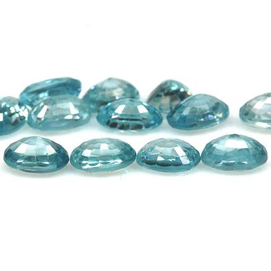 12 Stück ovale natürliche Sea Blue Kambodscha Zirkone 4 x 6 mm/8,16 Carat (KZ020326)