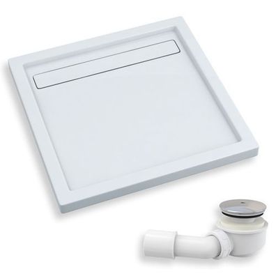 Duschwanne Quadratisch Acryl Camparo 90x90x6,5 Weiß | Ablaufgarnitur im SET !