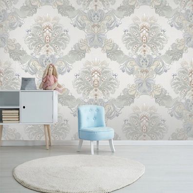Premium Wandtapete in Weiß Edles Steinblumen Design für stilvolle Räume 10259