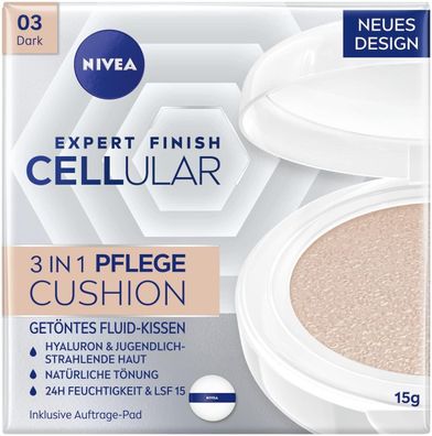 NIVEA Cellular Expert Finish 3in1 Pflege Cushion für dunkle Hauttöne (15 g), Make-up