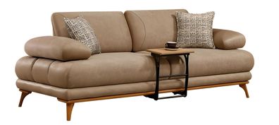 Elegantes braunes Kunstleder-Sofa mit modernem Design