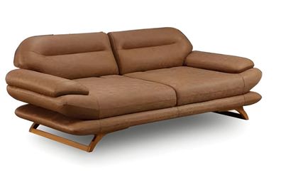 Moderner brauner Stoffsofa 3-Sitzer mit Holzrahmen